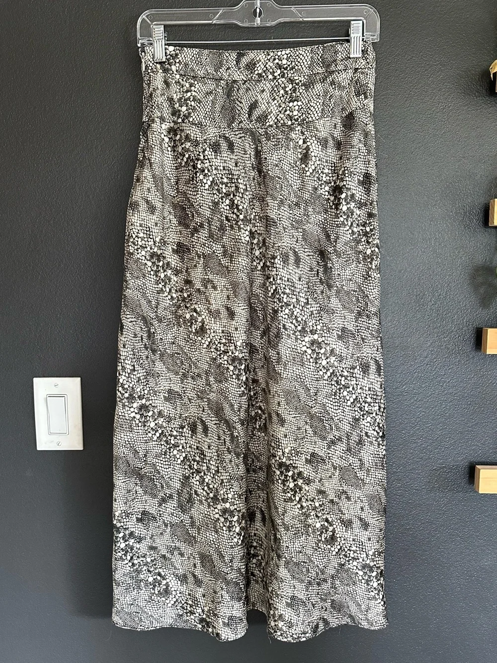 Free People Normani Bias Printed Midi Skirt Gray Snakeskin Size 2